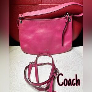 Coach 26601 Legacy Double Gusset Crossbody Bag Pink Leather